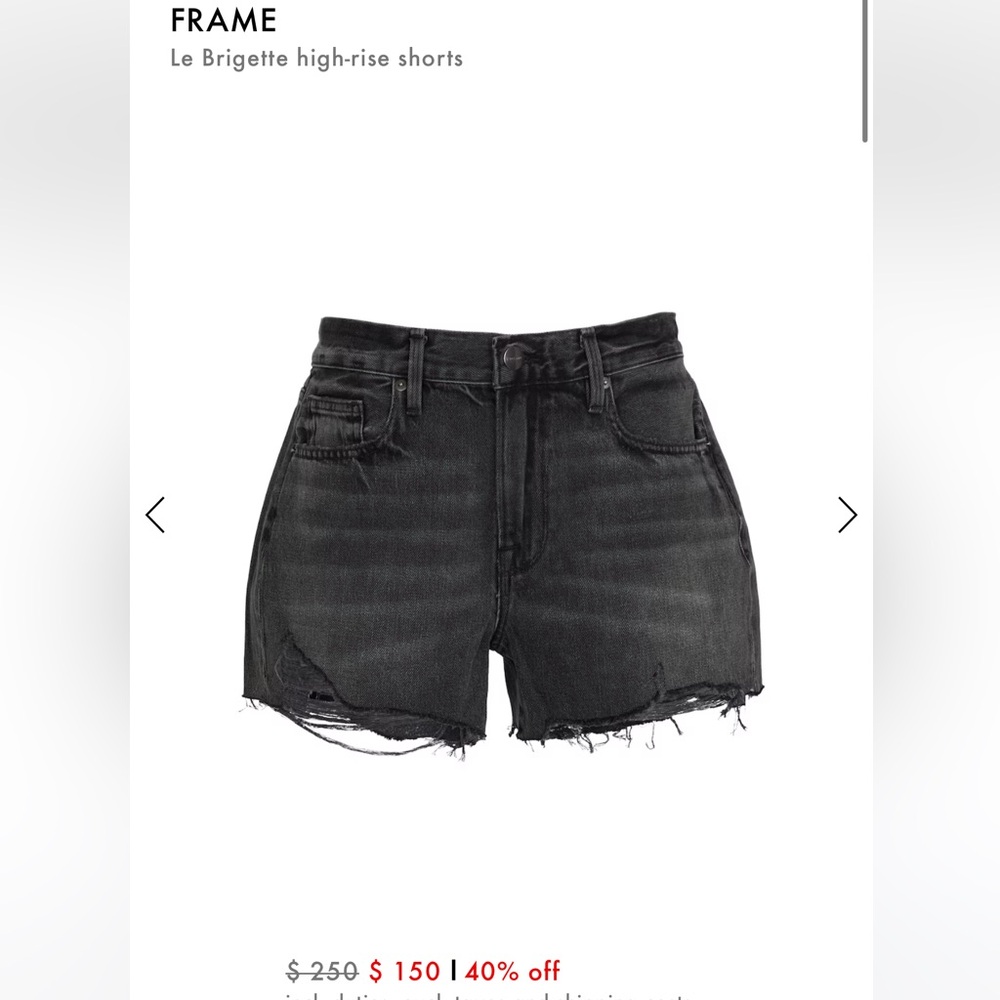 Frame Le Brigette Denim Short 28 in Harbor Way Destruct dark gray